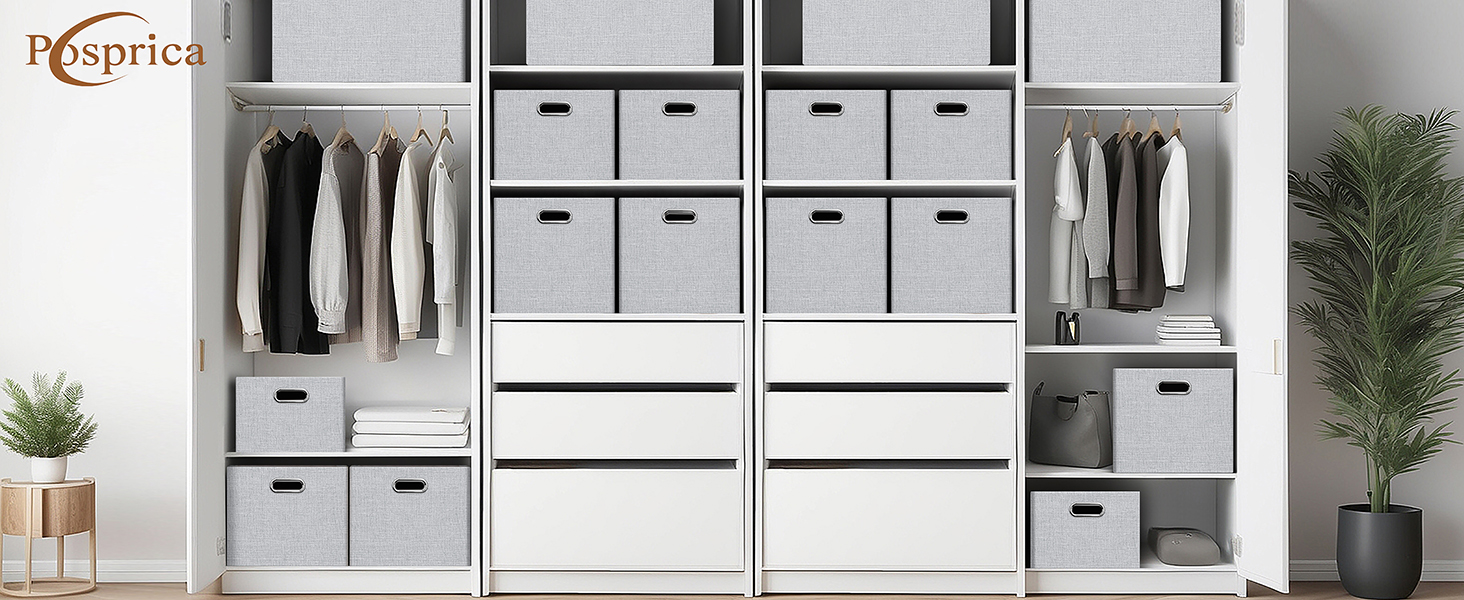 Posprica 15x12x12 Storage Cube Bins, Linen Decorative