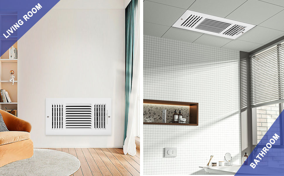 12"w x 6"h Air Vent Cover, LouanXpert 3Way Ventilation Register Steel
