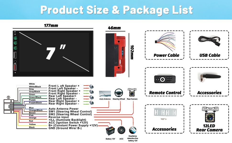 Radio Coche 2DIN Apple Carplay Pantalla, Hikity 7" Pantalla Táctil