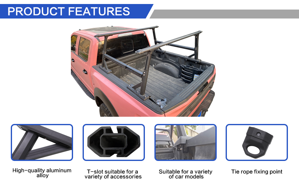 Auxpacbo Extendable Bed Rack Compatible with All Modern Trucks, Adjustable Height