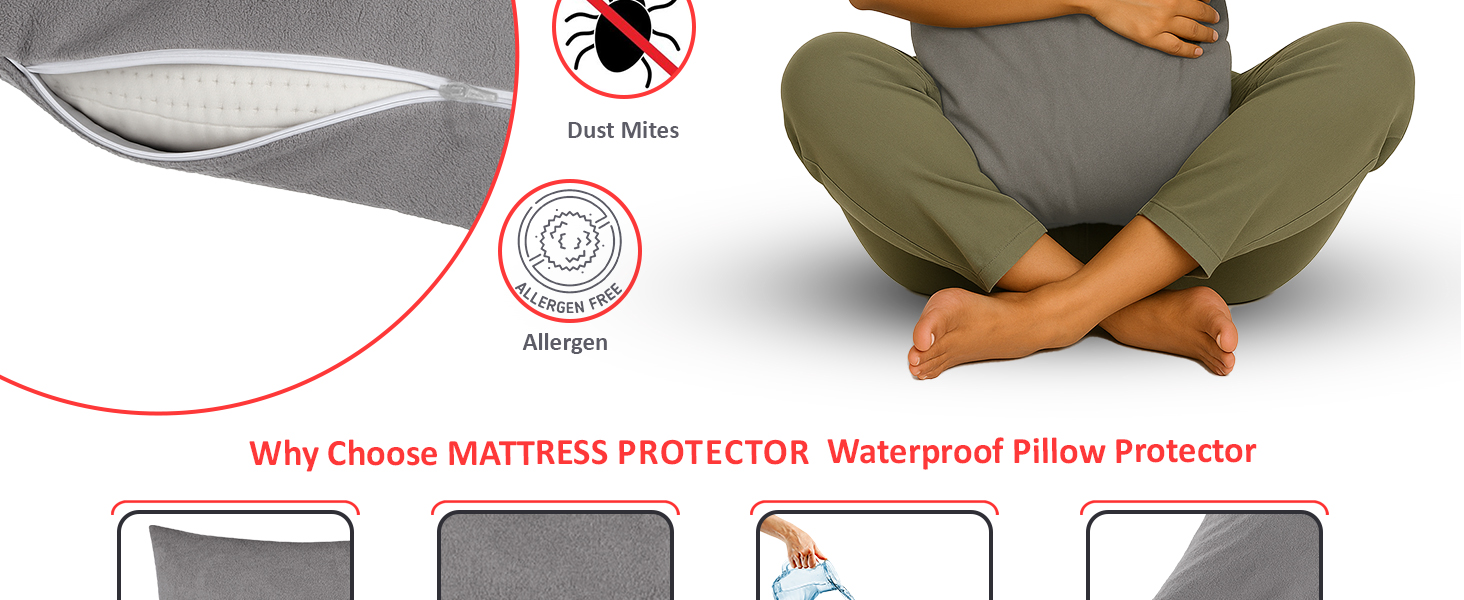 pillow protector, pillow protector waterproof, pillow protector cover, waterproof pillow cover