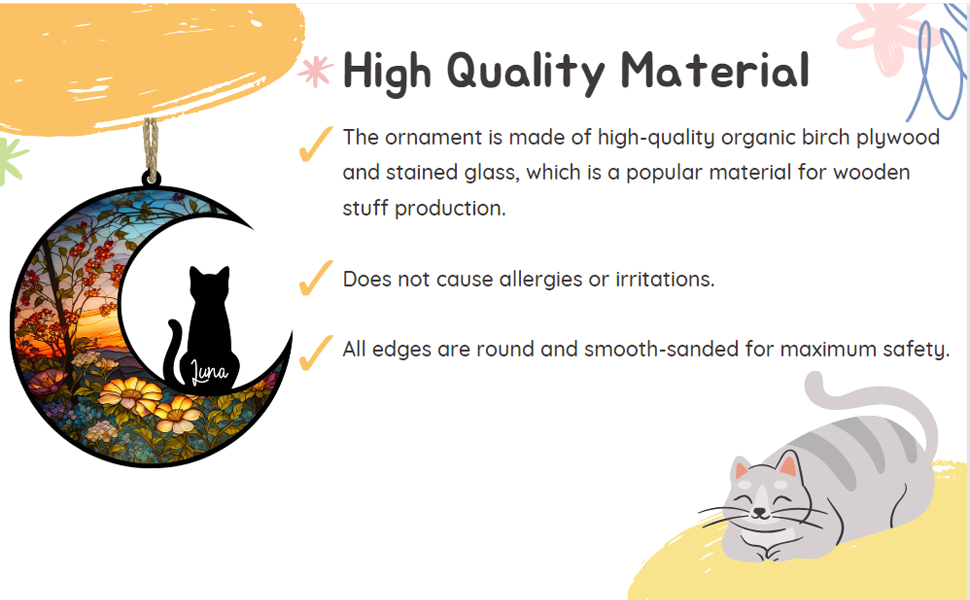 NAZENTI Personalized Cat Memorial Suncatcher, Pet Memorial