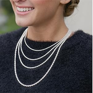 Authentic Solid Sterling Silver Rope Diamond-Cut Braided