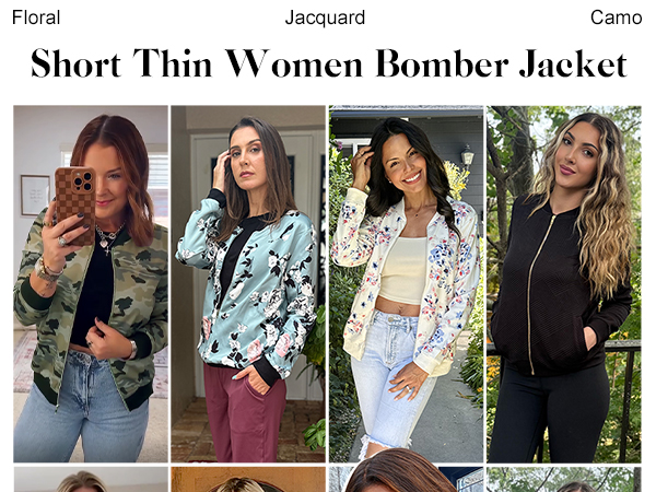 Amazon.com: ECOWISH Women's Casual Floral Zip Up Bomber