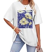 ADOREJOY Oversized Tshirts for Women Crewneck Summer Short Sleeve Loose Graphic Basic Tees