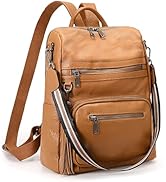 YALUXE Genuine Leather Backpack Purse for Women Fashion Daypack with Multiple Pockets