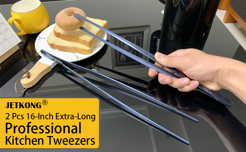 JETKONG 2 Pcs 16Inch Heavy Duty Cooking Tweezers Extra