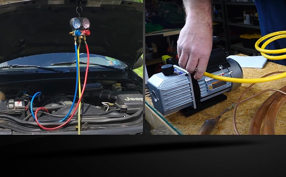 LOYPP Vacuum Pump HVAC AC Vacuum Pump and Gauge Set Single