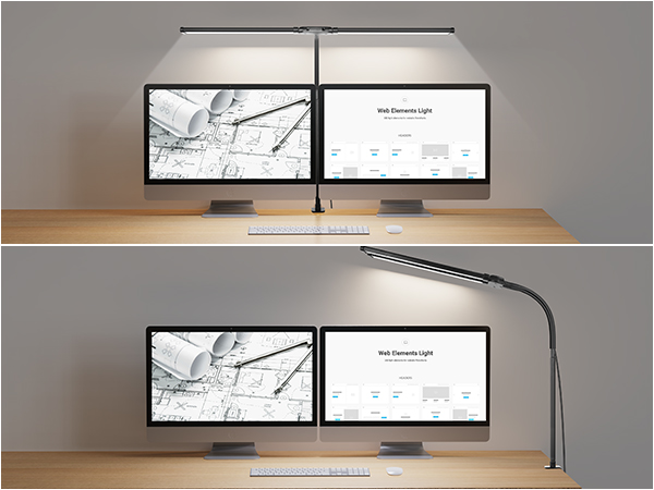 two desk lamps with a lamp on top