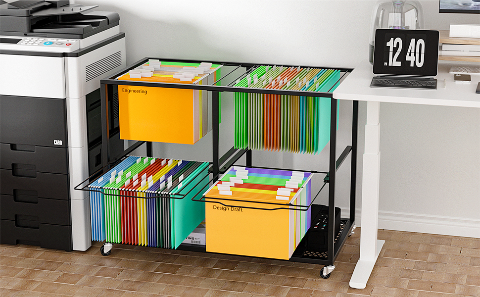 mopam File Cart with Wheels Hanging Files Folder Movable