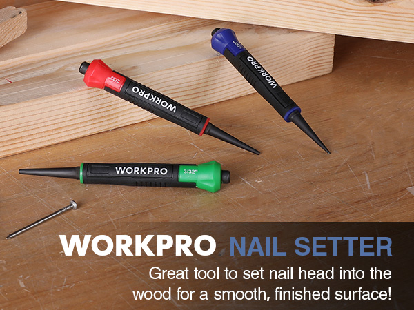 WORKPRO 3-Piece Nail Punch Set, Includes 1/32