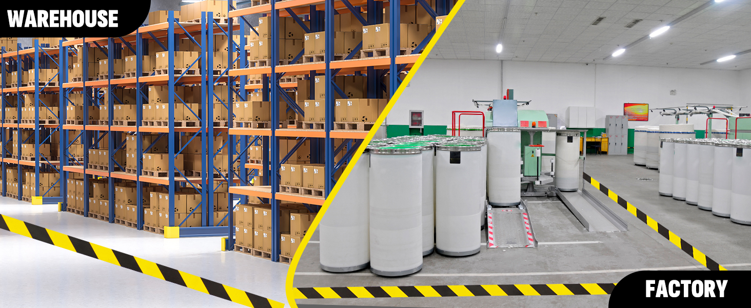 black and yellow floor marking tape