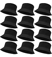Anzices 12 Pack Bucket Hats, Solid Color Unisex Packable Sun Hat, Fishman Cap for Holiday & Trave...