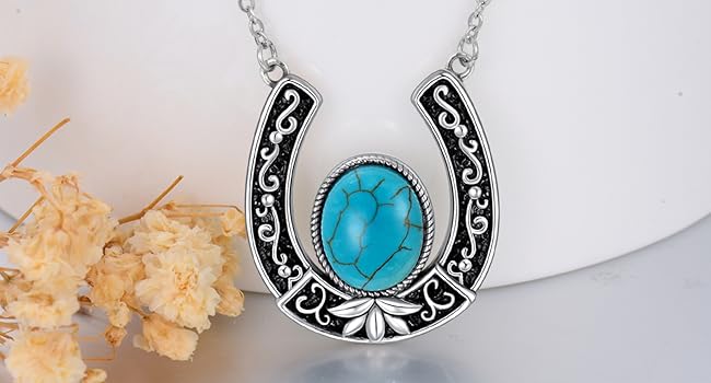 Amazon.com: BETHZA Turquoise Horseshoe Necklace for Women