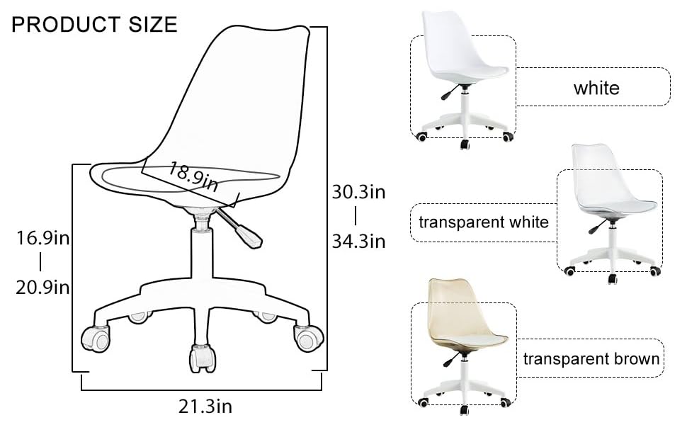 JARKUZ Modern Home Office Desk Chairs, Adjustable 360