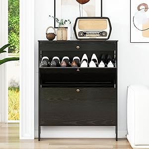 ゾーイWACKOMARIAPLEATEDTROUSERS (TYPE-2) Amazon.com: FTZxHKLX Black Narrow Shoe Storage Cabinet with