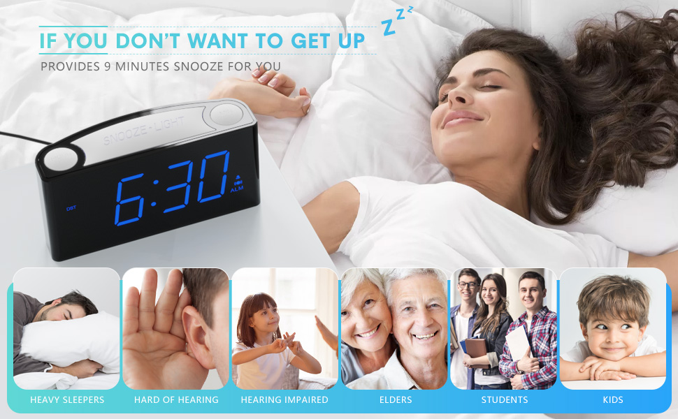ROCAM Loud Alarm Clock for Deaf People, Vibrating Bedside Alarm Clock