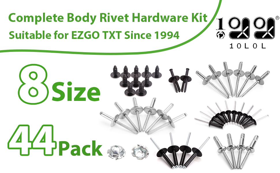10L0L Golf Cart Complete Body Rivet Hardware Kit fit for Golf Cart EZGO TXT Gas