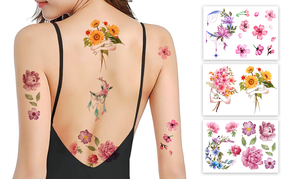 Women's temporary tattoos, girls' temporary tattoos, sexy tattoos, flowers