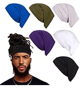 Leeven 6 Pieces Unisex Dreadlock Cap Long Hair Spandex Sleep Locs Cap Solid Color Dread Head Wrap...
