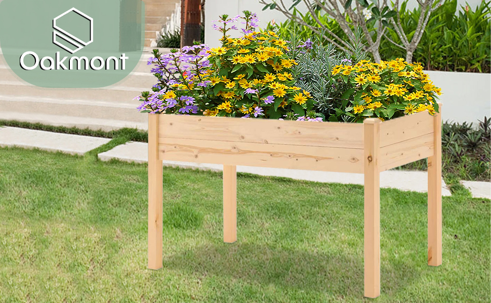 Oakcloud Pure Wooden Raised Garden Bed 4ft Planter Box Kit