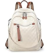 YALXUE Women’s Genuine Cow Leather Backpack Purse Trendy Designer Checkered Embossed with Convert...