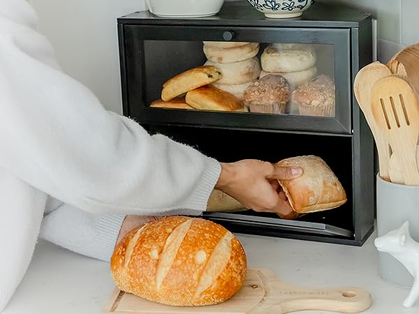 BREAD ホーロー　ボックス Amazon.com: Bread Box, Red Retro Bread Boxes Solid Color