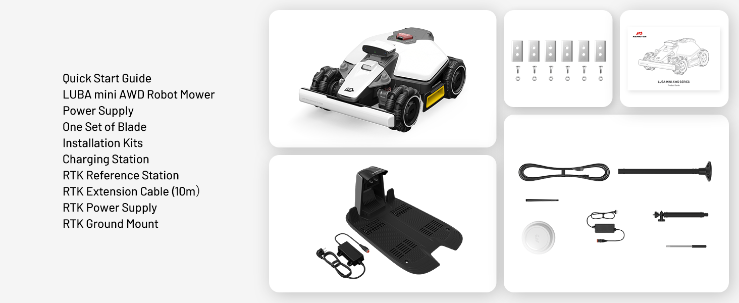 Radio-controlled car product package showing vehicle components, remote control, charging accessories, and detailed specification list for assembly and operation.