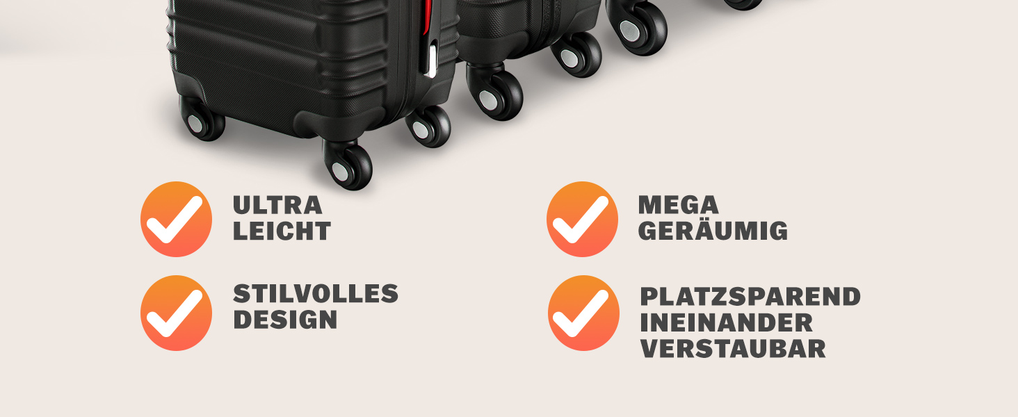 Monzana Kofferset Reisekoffer S-M-L-XL ABS Hartschalen Gel-Griffe 4 Rollen Navy
| Monzana Kofferset 4 Rollen Schloss Fü 556dd571 D5e3 4ab2 A400 Dcbd83e136f6. CR0,0,1464,600 PT0 SX1464 V1