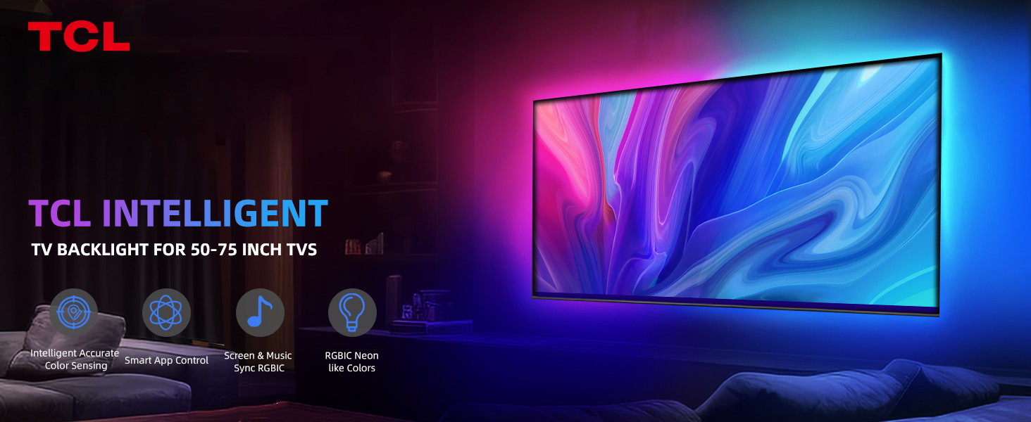 TCL TV LED Backlight That Sync with 5075 inch TVs, 16.4ft