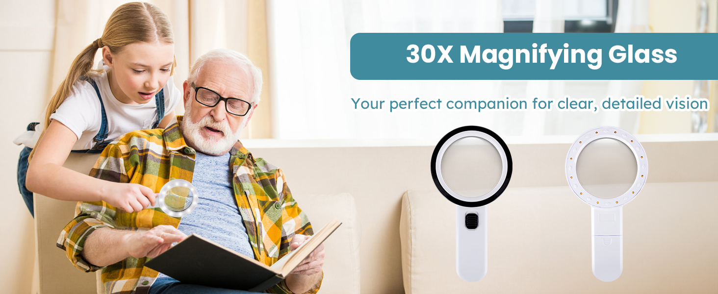 magnifying glass with light