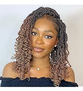 Leeven 12 Inch Senegalese Twist Crochet Hair with Curly Ends 8 Packs Ombre Blonde Brown Pre Loope...