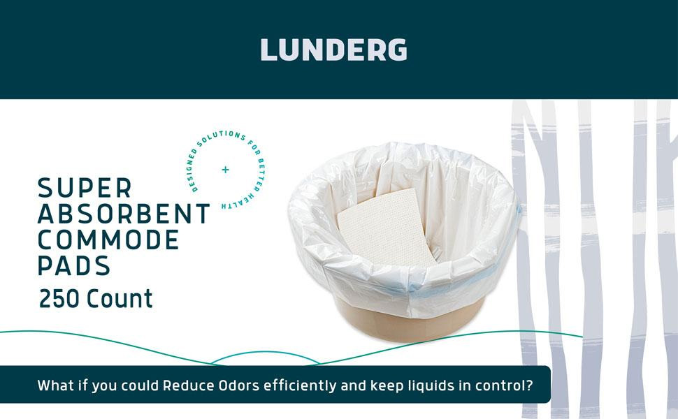 Lunderg Super Absorbent Commode Pads Value Pack 250 Count Bedside