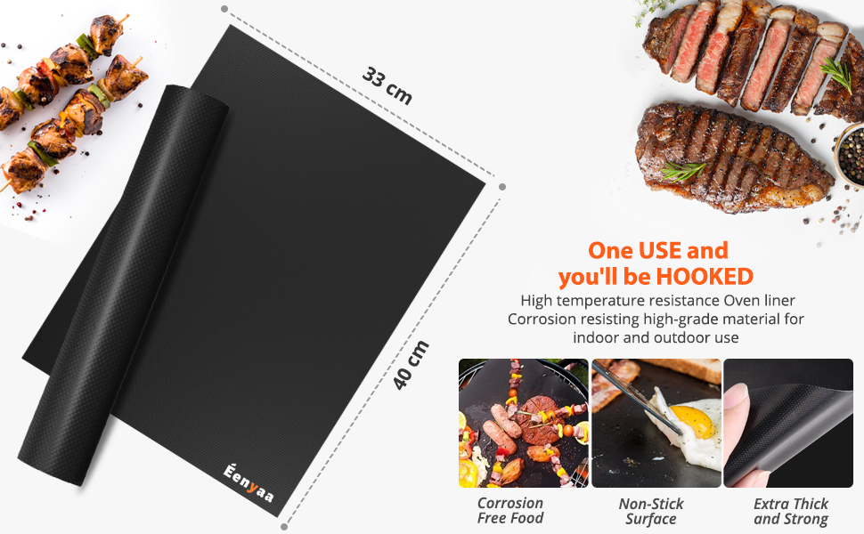 Eenyaa Large Oven Liners Extra Thick 0.30 mm Heavy Duty Silicone Oven