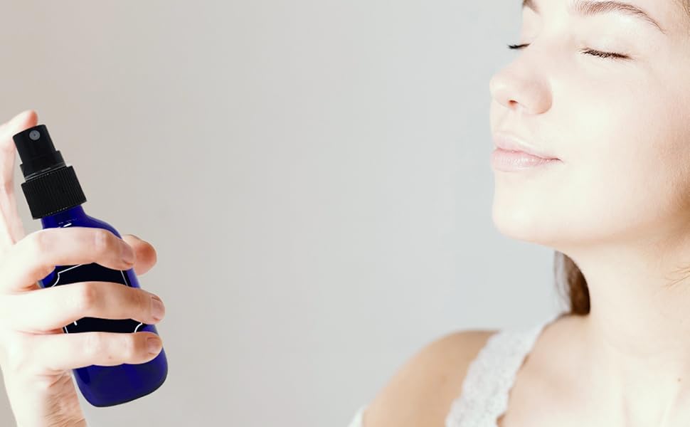 Nevlers 24 Pack 2 Oz Blue Small Glass Spray Bottles for