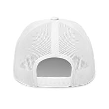 back mesh of hat showing snap back and breathability. white 