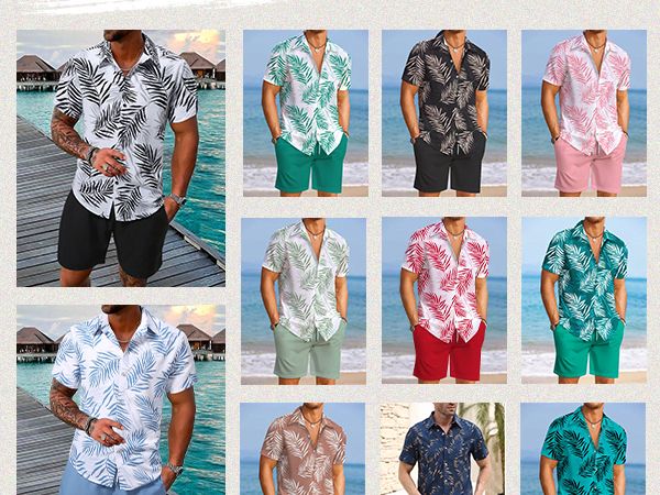 Amazon.com: WDIRARA Men's Hawaiian Matching Set Summer Beach 2