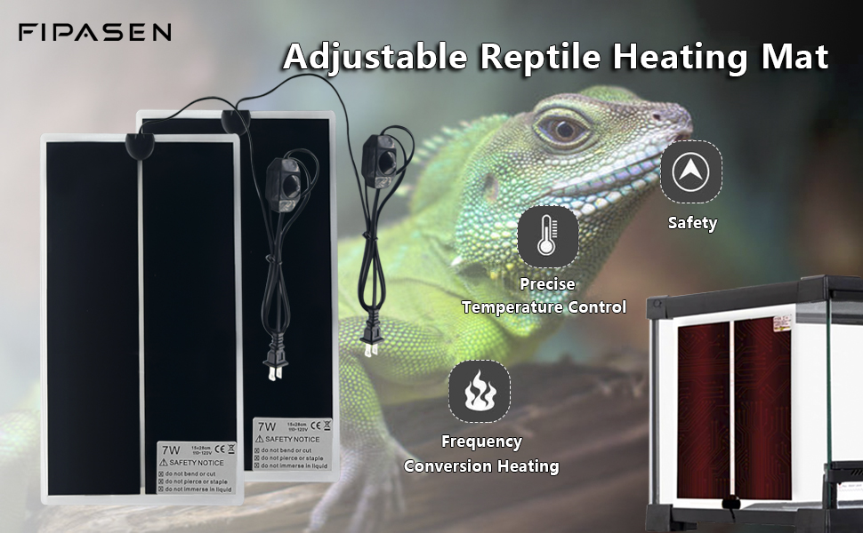 FIPASEN Reptile Heating Mat, 2PCS Reptile Heating Pad with
