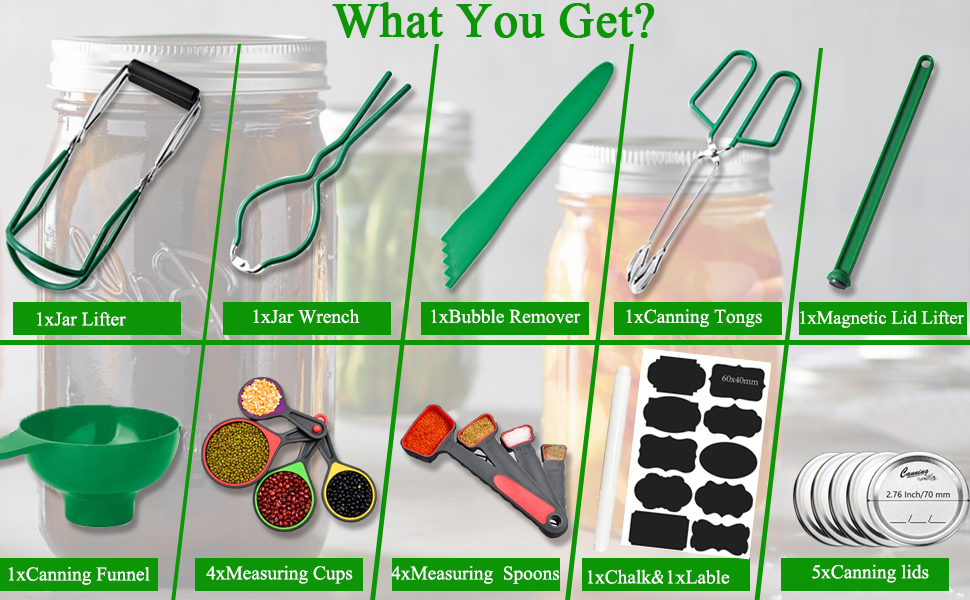 Canning Supplies Starter Kit, YIAE 23pcs Canning Kit Preserving Set