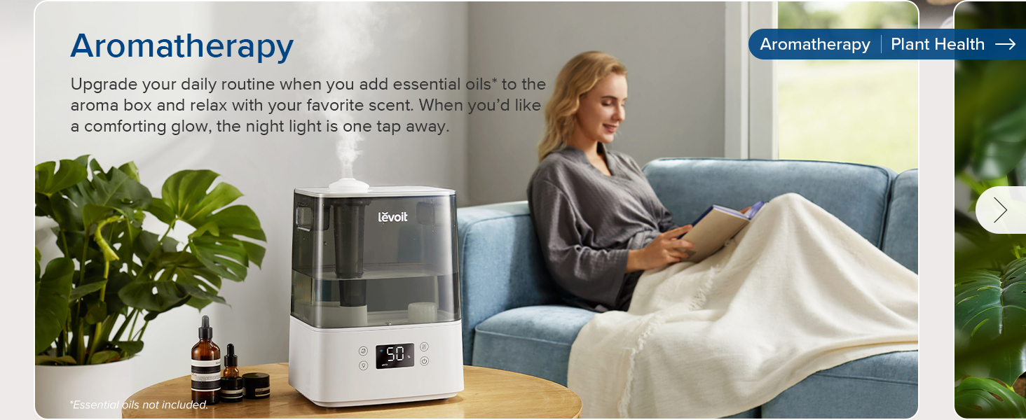 Levoit Humidifier for Bedroom, Cool Mist Humidifiers for Plants, 6L Top