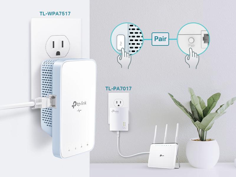 TP-Link Powerline WiFi Extender (TL-WPA7517KIT) - AV1000 Powerline