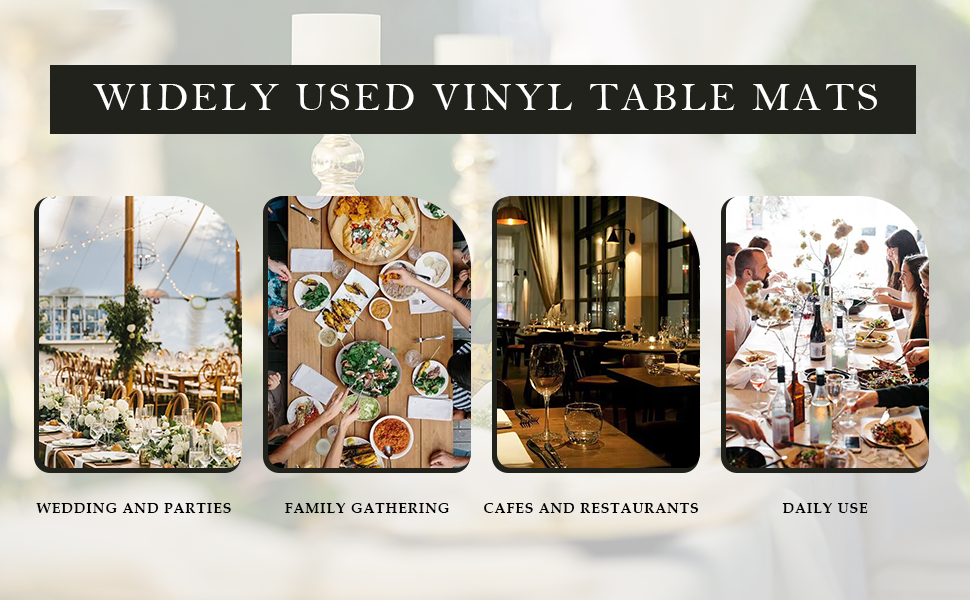 Maffily Leaf Gold Placemats Bulk Pressed Vinyl Place mats Washable and Wipeable