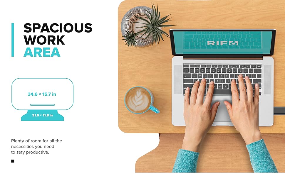 RIF6 34 Inch Convertible Standing Desk Desk Riser with