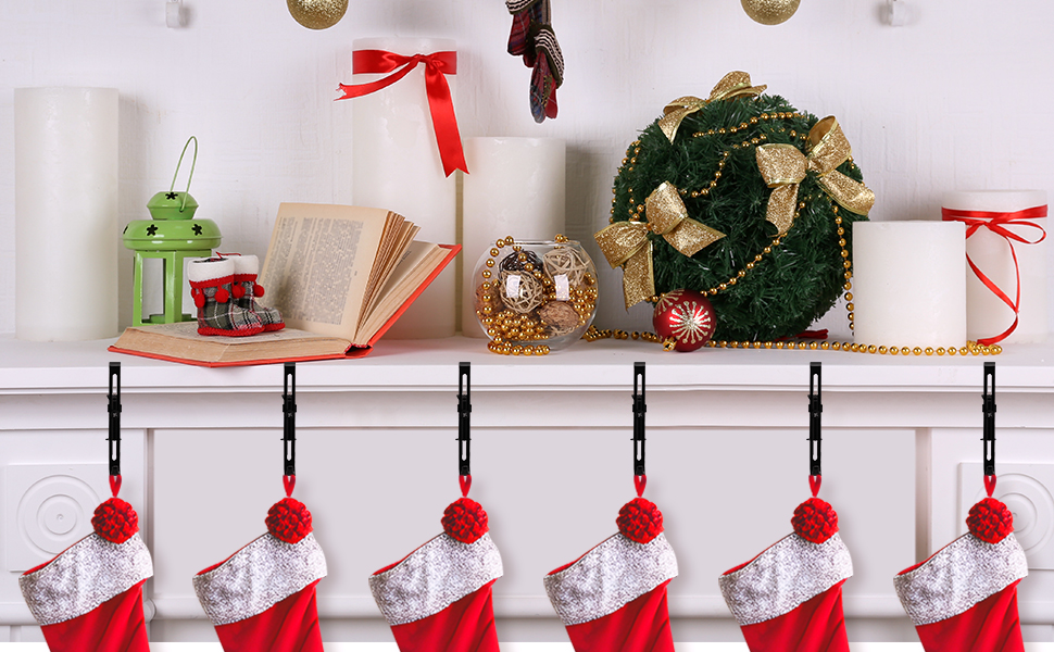 FTUREERA Christmas Stocking Holder for Mantle Set of 6