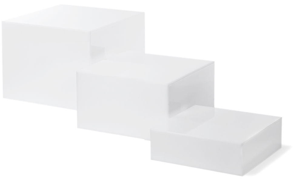 Red Co. Set of 3 Glossy White Acrylic Cube Display Nesting