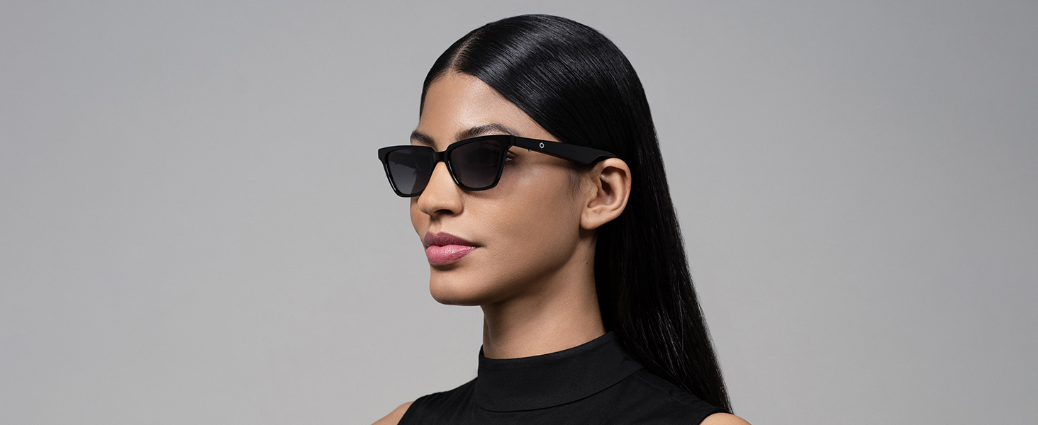 Lucyd Smart Sunglasses | Nebula Model | Open Ear | Noise Canceling Wireless Mics | Compatible with Voice Assistants | Narrow Size 26 Lucyd Lyte 2.0 Nebula Bluetooth Audio Sunglasses Women Black