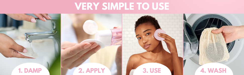 wattenschijfjes make-up remover zijn zeer eenvoudig te gebruiken, gewoon vochtig, aan te brengen, te gebruiken en te wassen