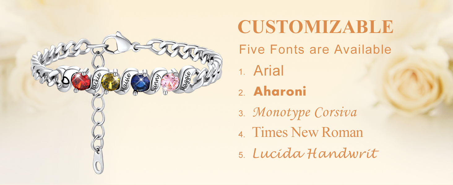 silver bracelet with name