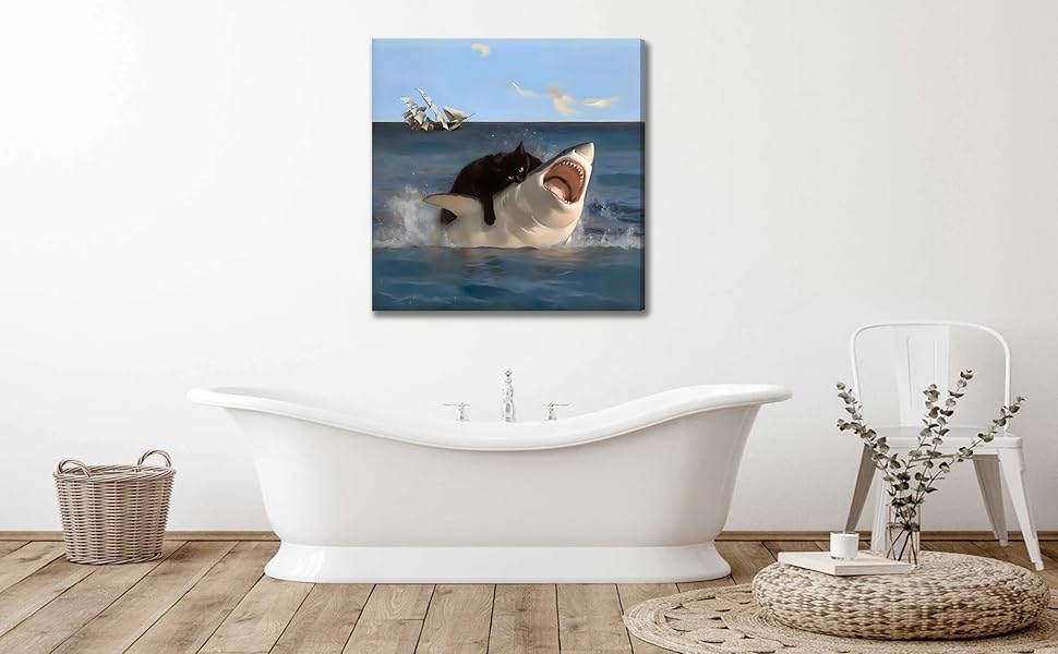 Framed Funny Cat Canvas Wall Art Renaiss... 13 1.