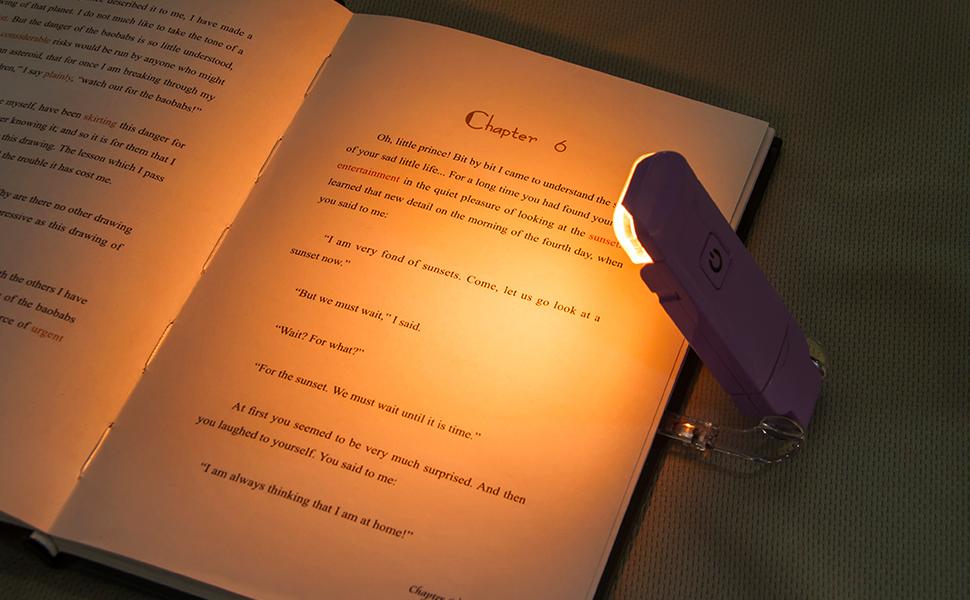 HONWELL LED Book Lights, Rechargeable Reading Light Clip on Books for